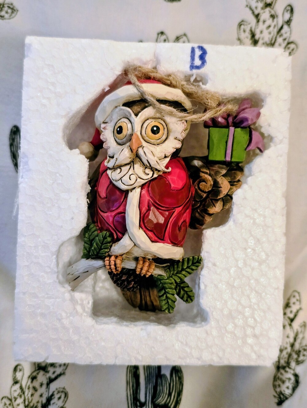 Jim Shore Christmas Owl Festive Folk Art Holiday Ornament 2013 New in Box